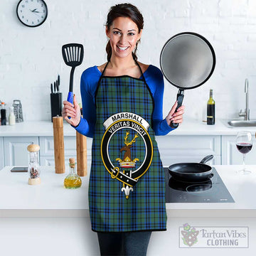 Marshall Tartan Apron with Family Crest Black - Tartan Vibes Clothing