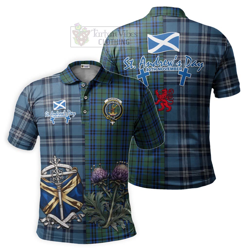 Tartan Vibes Clothing Marshall Tartan Polo Shirt Happy St. Andrew's Day Half Tartan Style