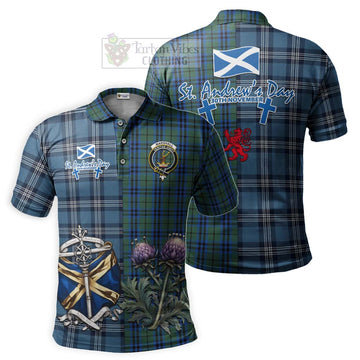 Marshall Tartan Polo Shirt Happy St. Andrew's Day Half Tartan Style