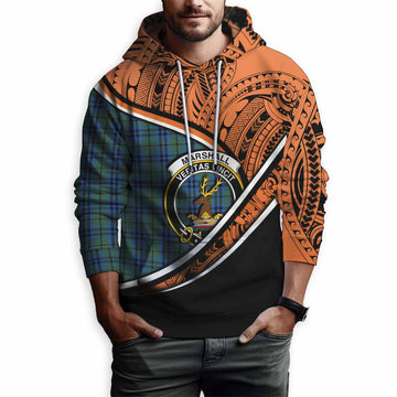 Marshall Crest Tartan Hoodie with Polynesian Vibes Style - Orange Version