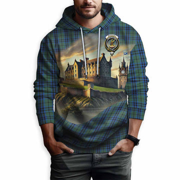 Marshall Tartan Family Crest Hoodie with Scottish Ancient Castle Style Pullover Hoodie - Tartan Vibes Clothing