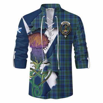 Marshall Tartan Family Crest Ghillie Kilt Shirt Scottish Thistle Celtic Inspired Men - Tartan Vibes Clothing