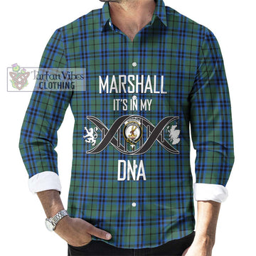 Marshall Tartan Long Sleeve Button Shirt with Family Crest DNA In Me Style Men's Shirt S - Tartan Vibes Clothing