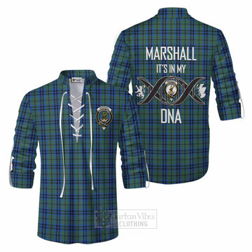 Marshall Tartan Ghillie Kilt Shirt with Family Crest DNA In Me Style