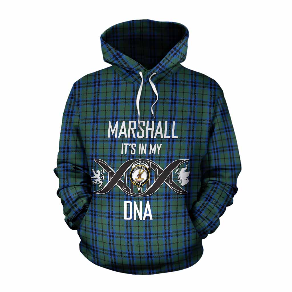 Tartan Vibes Clothing Marshall Tartan Cotton Hoodie with Family Crest DNA In Me Style