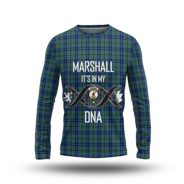 Marshall Tartan Long Sleeve T-Shirt with Family Crest DNA In Me Style