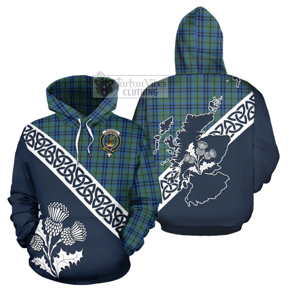 Tartan Vibes Clothing Marshall Tartan Hoodie Featuring Thistle and Scotland Map