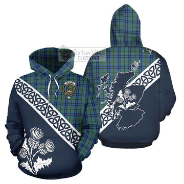 Marshall Tartan Hoodie Featuring Thistle and Scotland Map