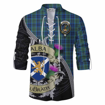 Marshall Tartan Family Crest Ghillie Kilt Shirt Lion Rampant Royal Thistle Shield Celtic Inspired Men - Tartan Vibes Clothing
