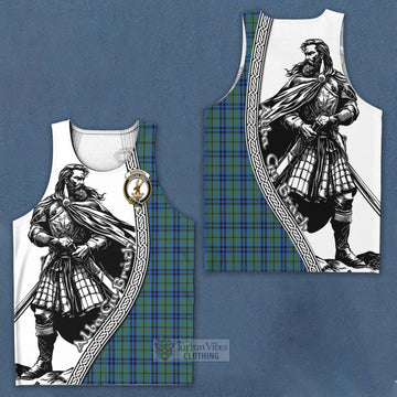 Marshall Tartan Clan Crest Men's Tank Top with Highlander Warrior Celtic Style