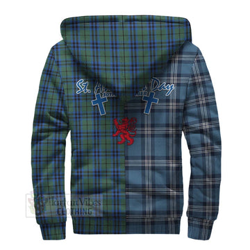 Marshall Tartan Sherpa Hoodie Happy St. Andrew's Day Half Tartan Style