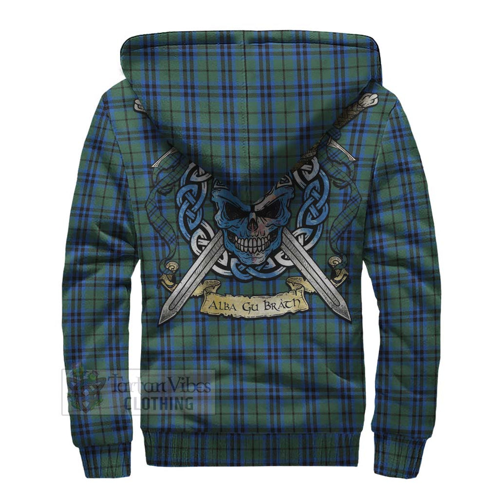 Tartan Vibes Clothing Marshall Tartan Sherpa Hoodie with Family Crest Celtic Skull Style