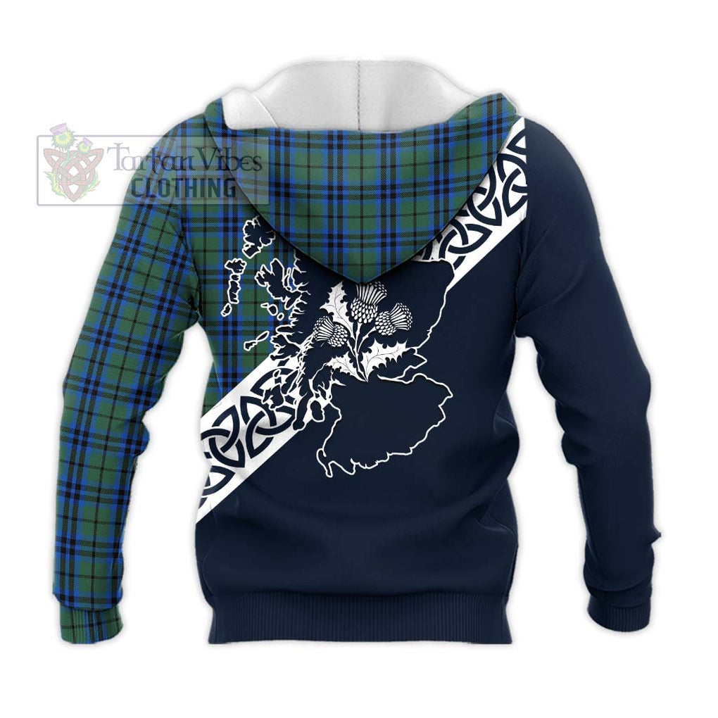 Tartan Vibes Clothing Marshall Tartan Knitted Hoodie Featuring Thistle and Scotland Map