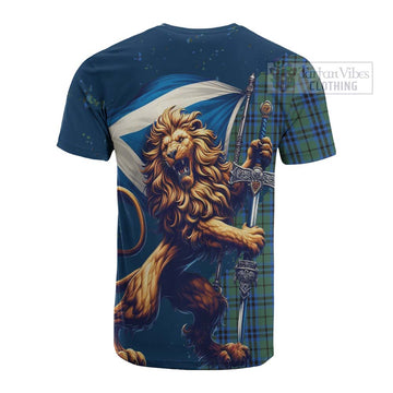 Marshall Tartan Family Crest Cotton T-shirt with Scottish Majestic Lion