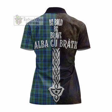 Marshall Tartan Family Crest Women's Polo Shirt Alba Gu Brath Be Brave Lion Ancient Style - Tartan Vibes Clothing