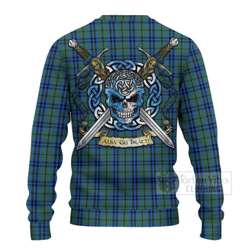 Marshall Tartan Ugly Sweater with Family Crest Celtic Skull Style