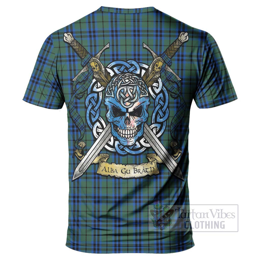 Tartan Vibes Clothing Marshall Tartan T-Shirt with Family Crest Celtic Skull Style