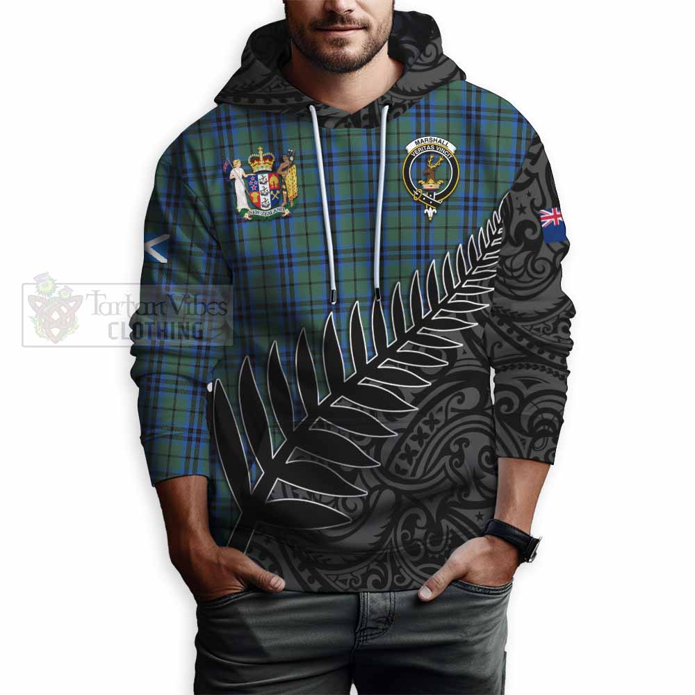 Tartan Vibes Clothing Marshall Crest Tartan Hoodie with New Zealand Silver Fern Half Style