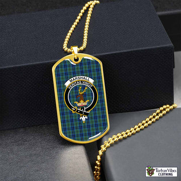 Marshall Tartan Dog Tag Necklace with Family Crest