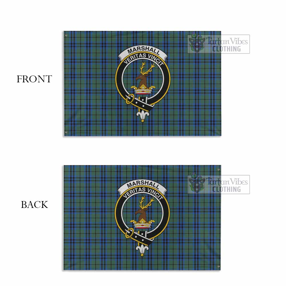 Tartan Vibes Clothing Marshall Tartan House Flag with Family Crest