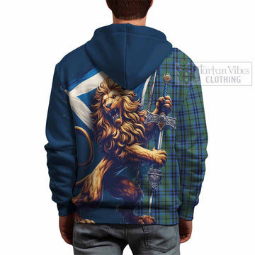 Marshall Tartan Family Crest Hoodie with Scottish Majestic Lion