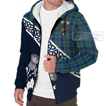 Marshall Tartan Sherpa Hoodie Featuring Thistle and Scotland Map