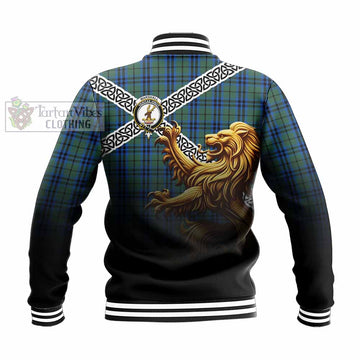 Marshall Crest Tartan Baseball Jacket with Golden Lion Emblem Celtic Style - Tartan Vibes Clothing