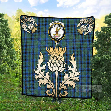 Marshall Tartan Quilt with Family Crest and Golden Thistle Style