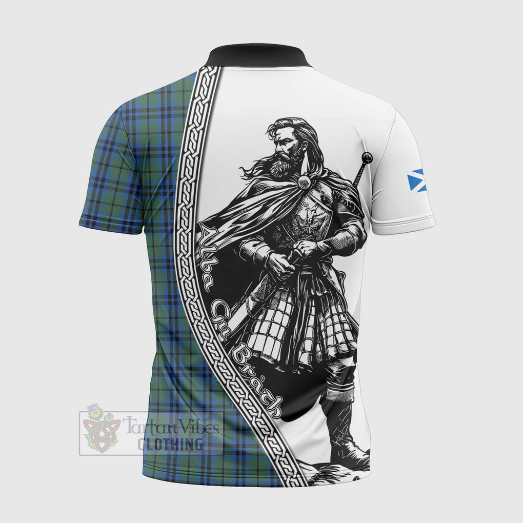 Tartan Vibes Clothing Marshall Tartan Clan Crest Zipper Polo Shirt with Highlander Warrior Celtic Style