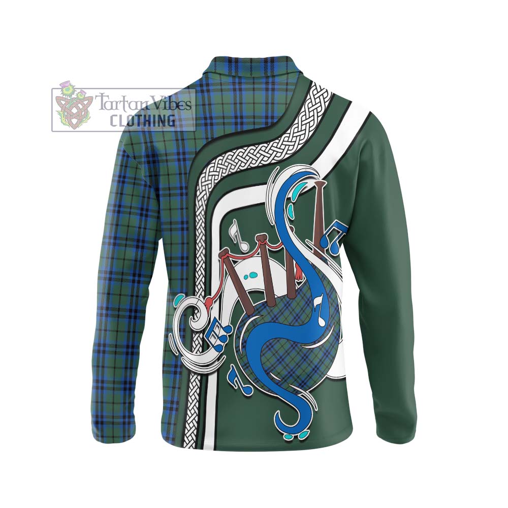 Tartan Vibes Clothing Marshall Tartan Long Sleeve Polo Shirt with Epic Bagpipe Style