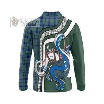 Marshall Tartan Long Sleeve Polo Shirt with Epic Bagpipe Style