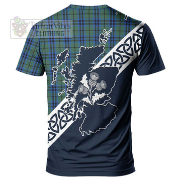 Marshall Tartan T-Shirt Featuring Thistle and Scotland Map