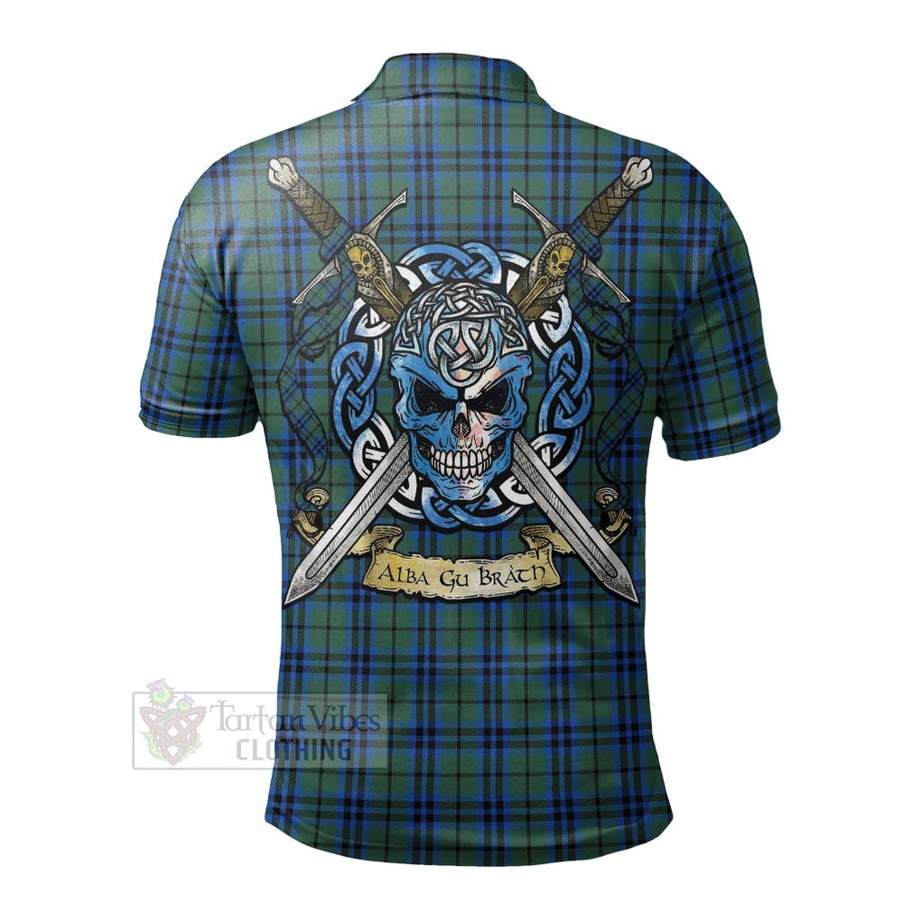 Tartan Vibes Clothing Marshall Tartan Polo Shirt with Family Crest Celtic Skull Style