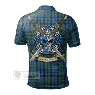 Marshall Tartan Polo Shirt with Family Crest Celtic Skull Style