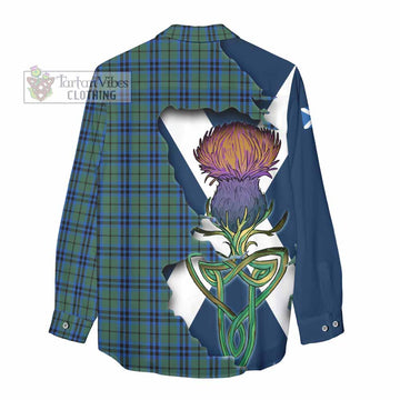 Marshall Tartan Family Crest Women's Casual Shirt Scottish Thistle Celtic Inspired - Tartan Vibes Clothing