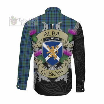 Marshall Tartan Family Crest Long Sleeve Button Shirt Lion Rampant Royal Thistle Shield Celtic Inspired Men's Shirt - Tartan Vibes Clothing