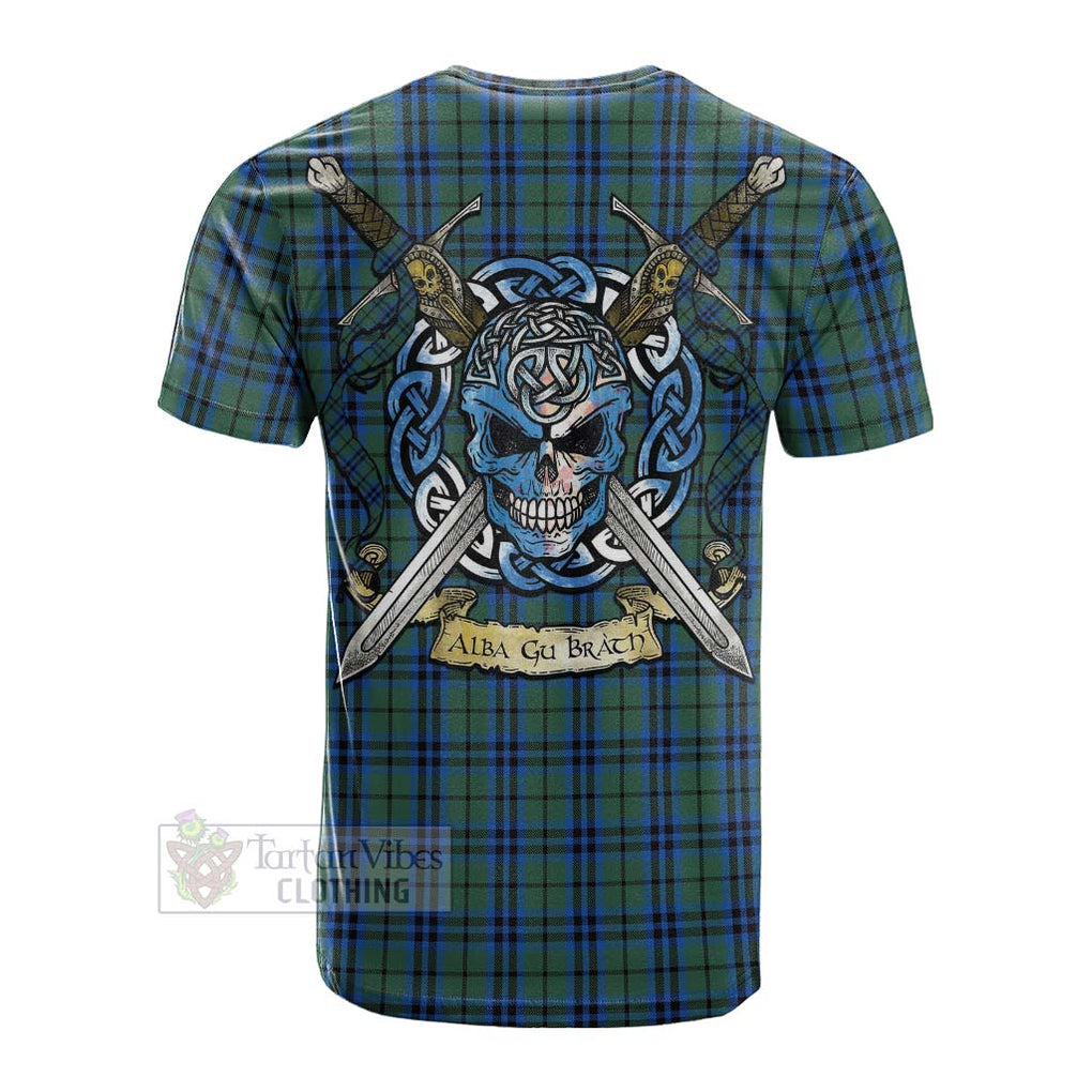 Tartan Vibes Clothing Marshall Tartan Cotton T-shirt with Family Crest Celtic Skull Style