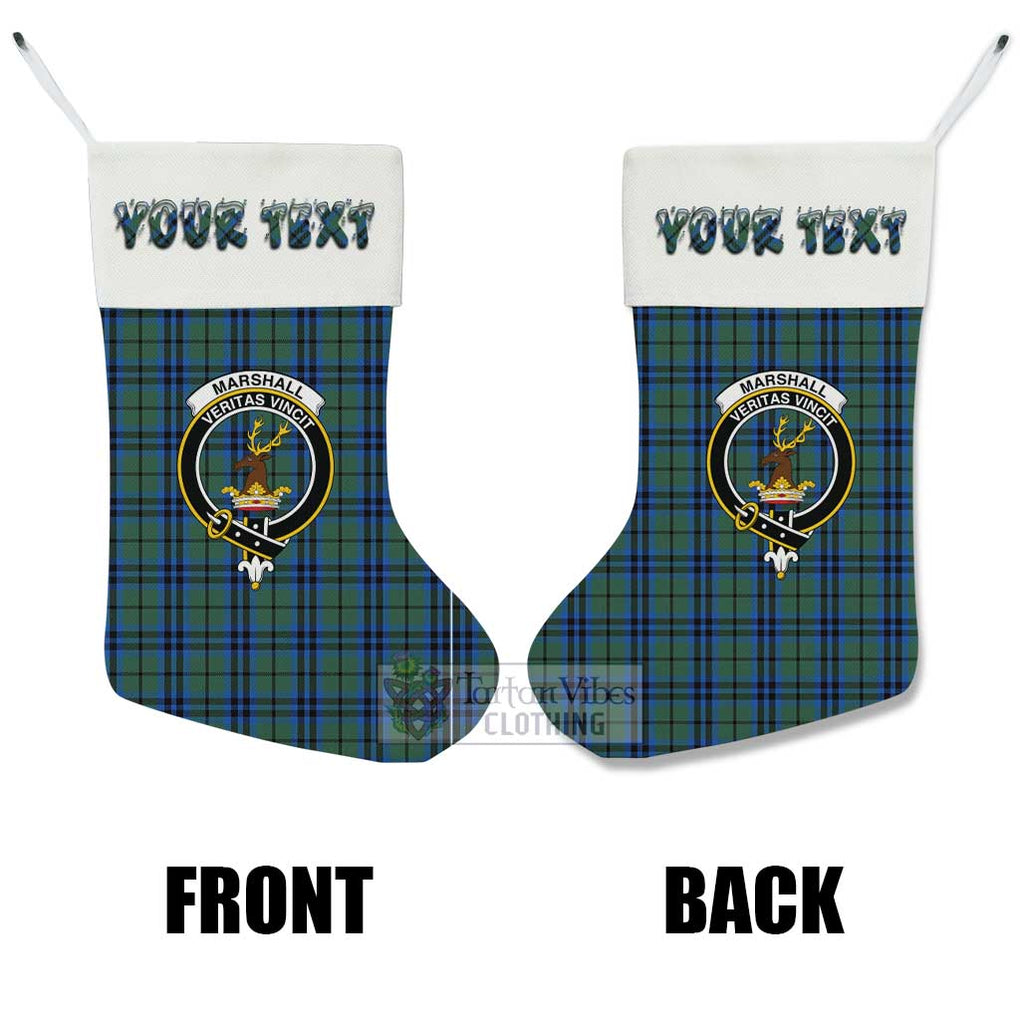 Tartan Vibes Clothing Marshall Tartan Family Crest Christmas Stocking with Personalized Text