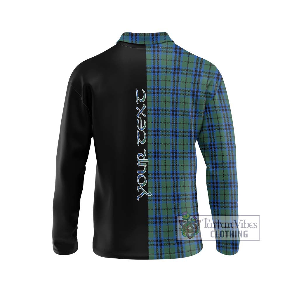 Marshall Tartan Long Sleeve Polo Shirt with Family Crest and Half Of Me Style - Tartanvibesclothing Shop