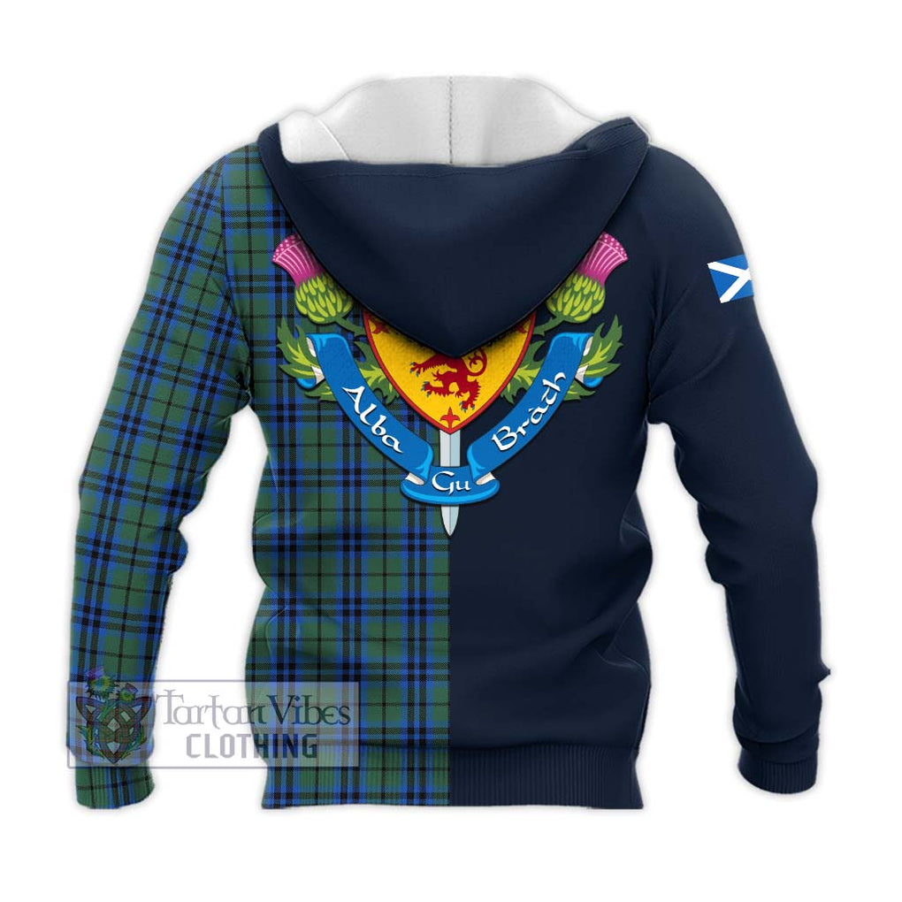 Tartan Vibes Clothing Marshall Tartan Knitted Hoodie with Scottish Lion Royal Arm Half Style