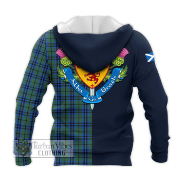 Marshall Tartan Knitted Hoodie Alba with Scottish Lion Royal Arm Half Style