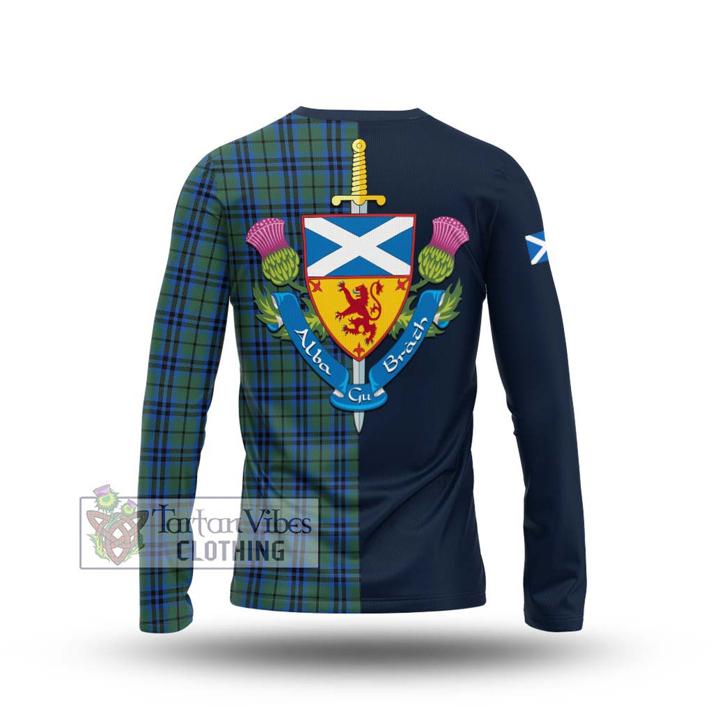 Tartan Vibes Clothing Marshall Tartan Long Sleeve T-Shirt with Scottish Lion Royal Arm Half Style