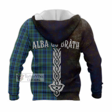 Marshall Tartan Family Crest Knitted Hoodie Alba Gu Brath Be Brave Lion Ancient Style - Tartan Vibes Clothing