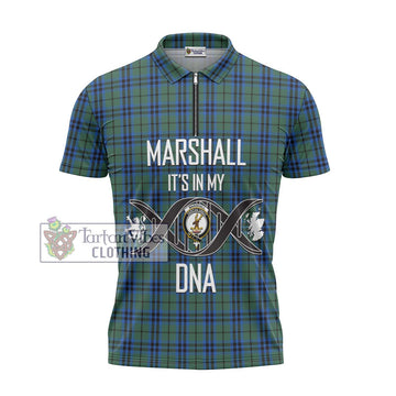 Marshall Tartan Zipper Polo Shirt with Family Crest DNA In Me Style