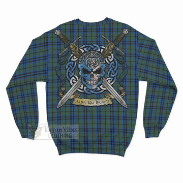 Marshall Tartan Sweatshirt with Family Crest Celtic Skull Style