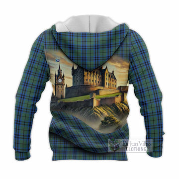 Marshall Tartan Family Crest Knitted Hoodie with Scottish Ancient Castle Style - Tartan Vibes Clothing