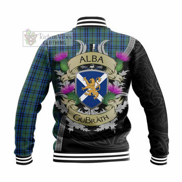 Marshall Tartan Family Crest Baseball Jacket Lion Rampant Royal Thistle Shield Celtic Inspired - Tartan Vibes Clothing