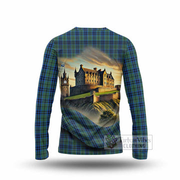 Marshall Tartan Family Crest Long Sleeve T-Shirt with Scottish Ancient Castle Style - Tartan Vibes Clothing