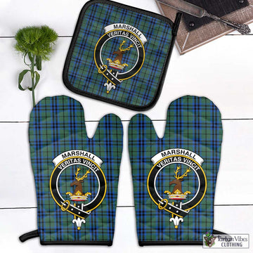 Marshall Tartan Combo Oven Mitt & Pot-Holder with Family Crest Black - Tartan Vibes Clothing