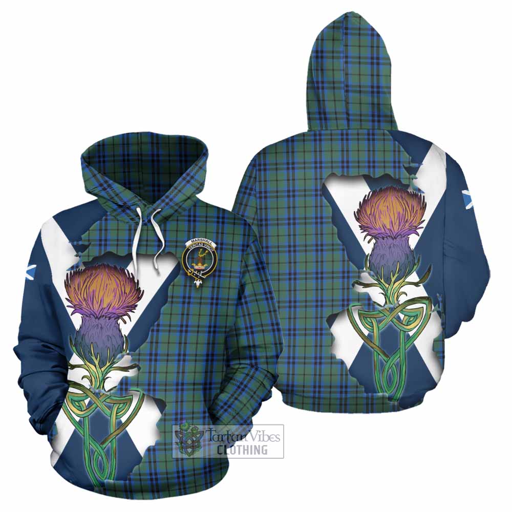 Marshall Tartan Family Crest Hoodie Scottish Thistle Celtic Inspired - Tartan Vibes Clothing